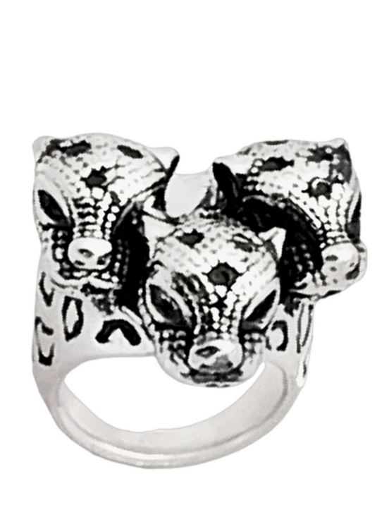 Other - Three Cheetah Head Sterling Silver Ring | 10 Grams | Size 8 | NWOT